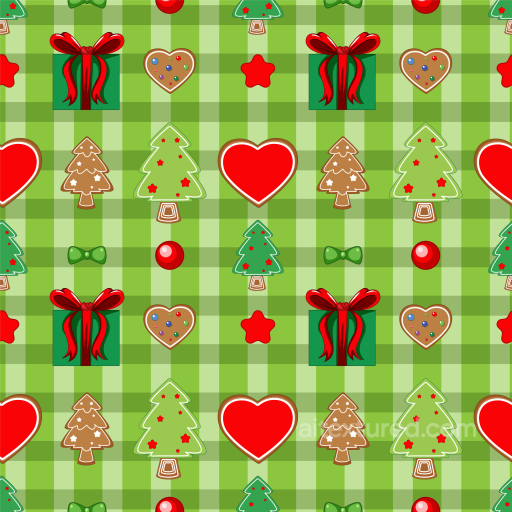 Featuring Green Plaid with Festive Christmas Icons seamless All Christmas Digital paper PBR texture