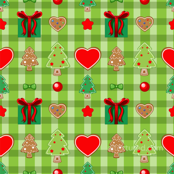 Featuring Green Plaid with Festive Christmas Icons All Christmas Digital paper texture preview