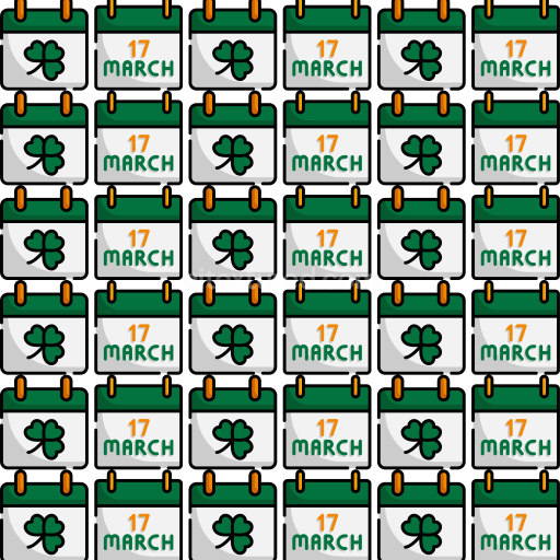Seamless 3D PBR Texture of St. Patrick's Day March 17 Digital Paper Calendar Pattern