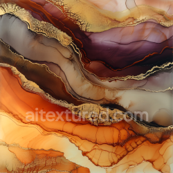 seamless Seamless 3D Alcohol Ink PBR Texture Featuring Warm Orange Tones and Gold Veining texture 8k free download PBR