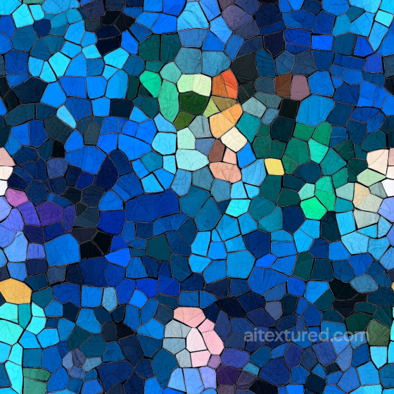 Mosaic PBR Texture Featuring Irregular Blue and Green Ceramic Tiles with Matte Finish Mosaic texture preview