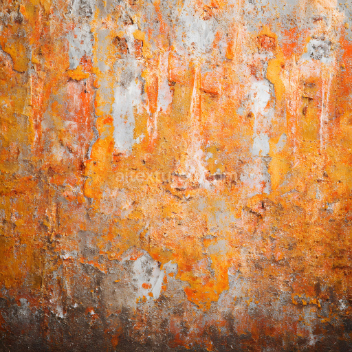 Seamless 3D Rusty Metal Cracked and Peeling Paint PBR Texture - Vibrant Orange and Grey