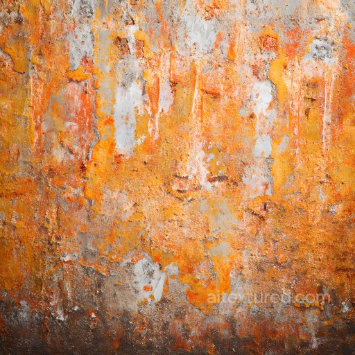 Rusty Metal Cracked and Peeling Paint PBR Texture - Vibrant Orange and gray seamless Rust PBR texture