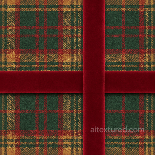 Woven Fabric Festive Plaid Red Gold Green Colors seamless New Year PBR texture