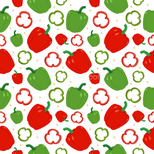 Pattern Bundle - Seamless 3D Pattern PBR Texture Featuring Colorful Capsicum Motifs on White Background texture preview
