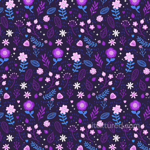 with Purple Flower Pattern and Playful Botanical Design seamless Purple Flower PBR texture