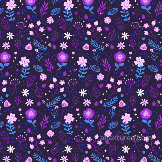 with Purple Flower Pattern and Playful Botanical Design Purple Flower texture preview