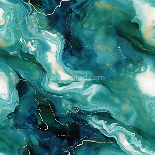 Seamless 3D Blue and Green Marble Swirls PBR Texture with Fluid Veins