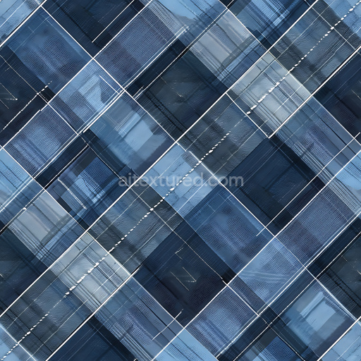 Seamless 3D PBR Texture of Blue Monochrome Plaid Pattern with Fine Fabric Weave