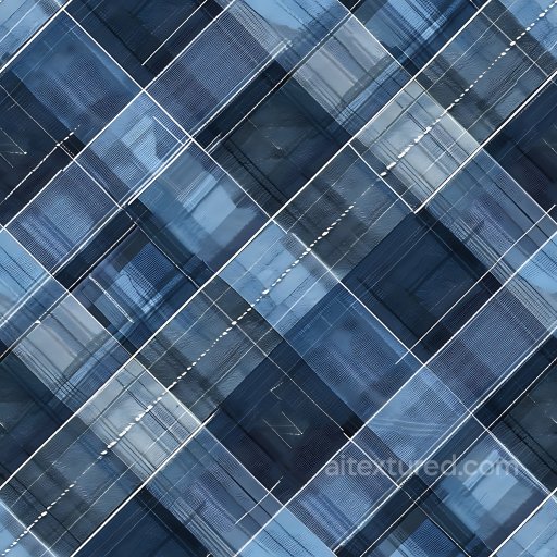 Seamless 3D PBR Texture of Blue Monochrome Plaid Pattern with Fine Fabric Weave texture preview
