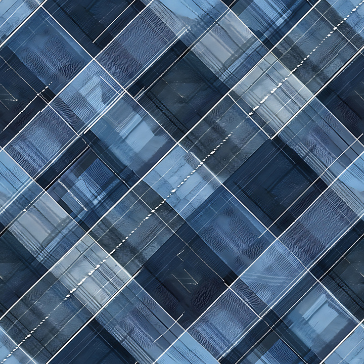 Blue Monochrome Plaid Pattern with Fine Fabric Weave seamless PBR texture preview