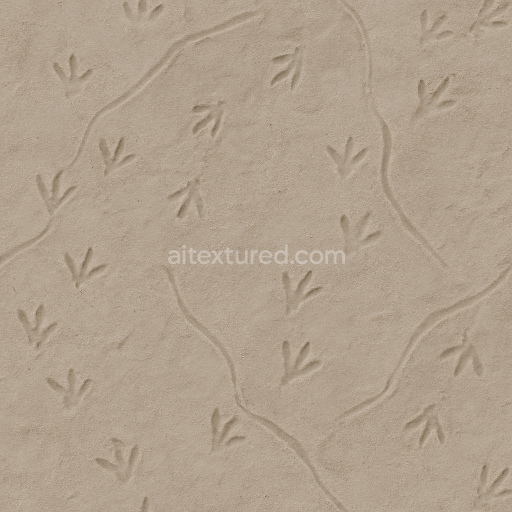 Seamless 3d texture pbr 8k reptile tracks with shallow impressions on dusty surface