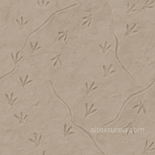 Reptile Tracks With Shallow Impressions On Dusty Surface seamless Footprints PBR texture