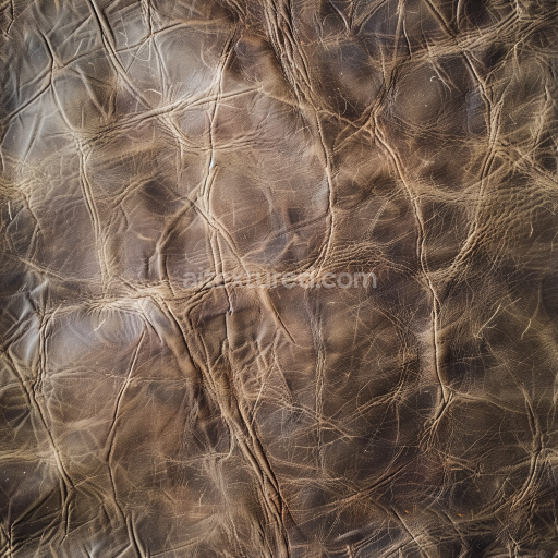 Seamless 3D PBR Texture of Distressed Deep-Wrinkled Brown Leather
