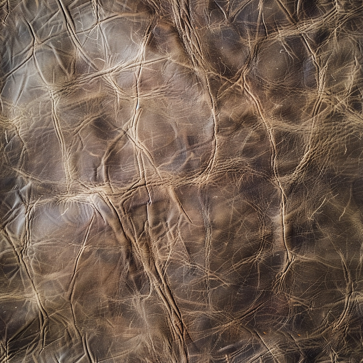 Distressed Deep-Wrinkled Brown Leather seamless PBR texture preview
