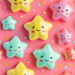 seamless Seamless 3D Inflated PBR Texture Featuring Colorful Cartoon Star Plushes texture 8k free download PBR