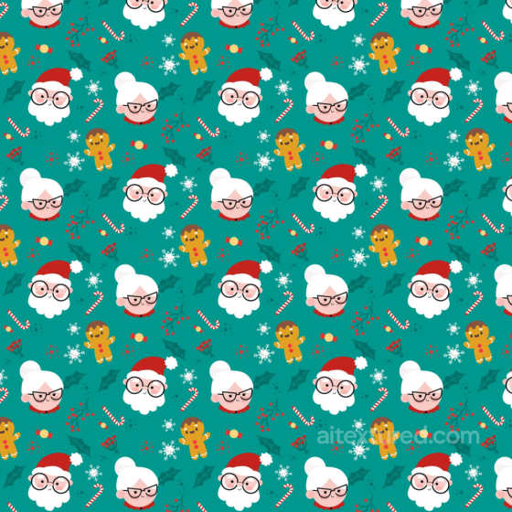 with Cute Cartoon Santa, Mrs All Christmas Digital paper texture preview