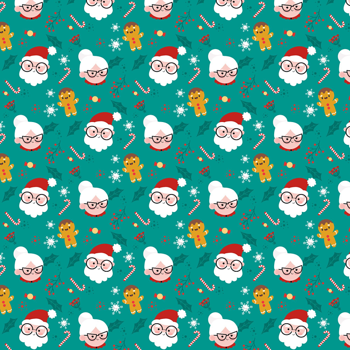Featuring Cartoon Santa, Mrs seamless PBR texture preview