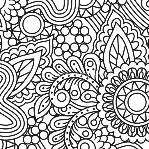 Seamless 3D PBR Texture Featuring Intricate Black and White Hand-Drawn Doodle Patterns