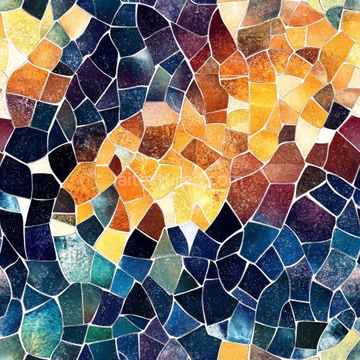 Seamless 3D Mosaic PBR Texture with Colorful Irregular Stone Chip Tiles texture preview