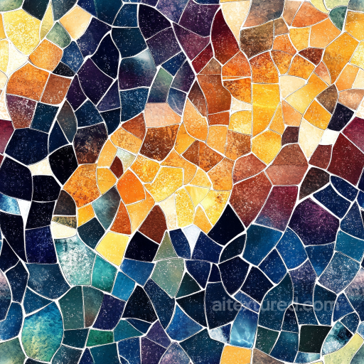 Mosaic PBR Texture with Colorful Irregular Stone Chip Tiles seamless Mosaic PBR texture