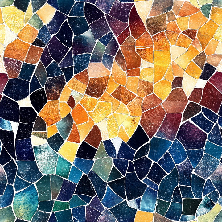 Mosaic with Colorful Irregular Stone Chip Tiles seamless PBR texture preview
