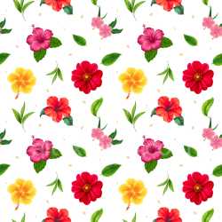 Pattern Bundle - Seamless 3D Floral Pattern PBR Texture Featuring Tropical Hibiscus Blossoms and Green Lea… texture preview