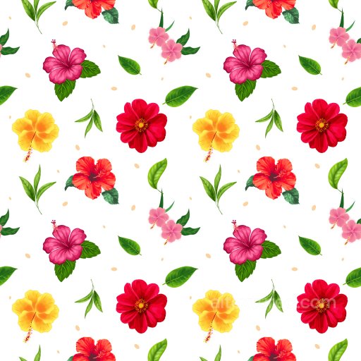 Floral Pattern PBR Texture Featuring Tropical Hibiscus Blossoms and Green Leaves seamless Pattern Bundle PBR texture