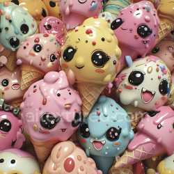 seamless Seamless 3D Inflated PBR Texture Featuring Glossy Colorful Ice Cream Scoops texture 8k free download PBR