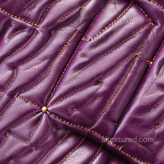 Quilted Purple Leather PBR Texture with Distinctive Brass Stitching and Padded Panels Leather texture preview