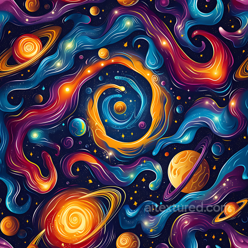 Space PBR Texture Featuring Vibrant Galaxy Nebula with Colorful Cosmic Gas seamless Star, space, planets PBR texture