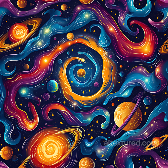 Space PBR Texture Featuring Vibrant Galaxy Nebula with Colorful Cosmic Gas Star, space, planets texture preview