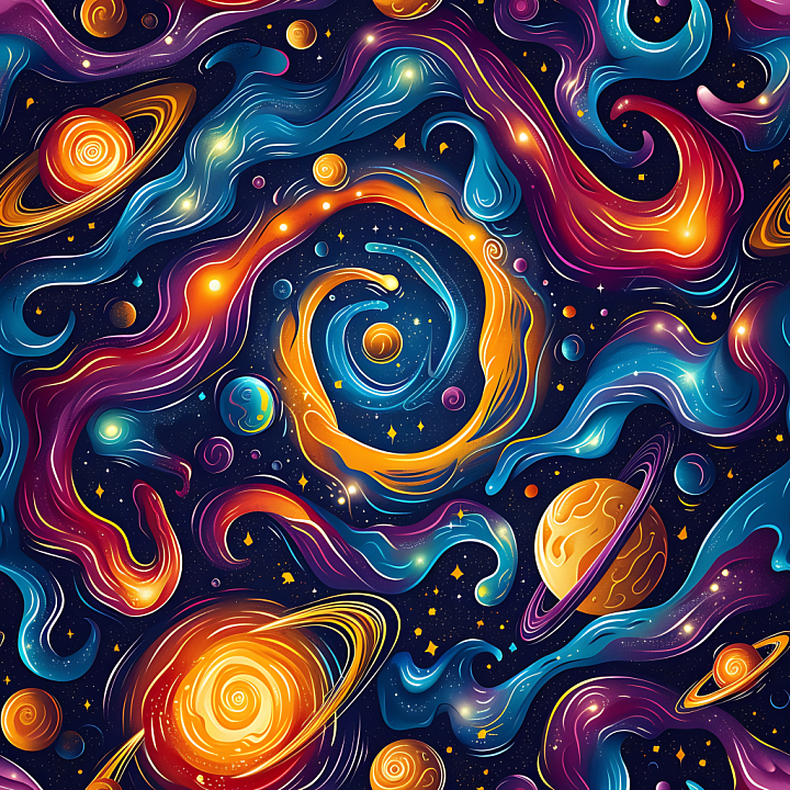 Space Featuring Vibrant Galaxy Nebula with Colorful Cosmic Gas seamless PBR texture preview