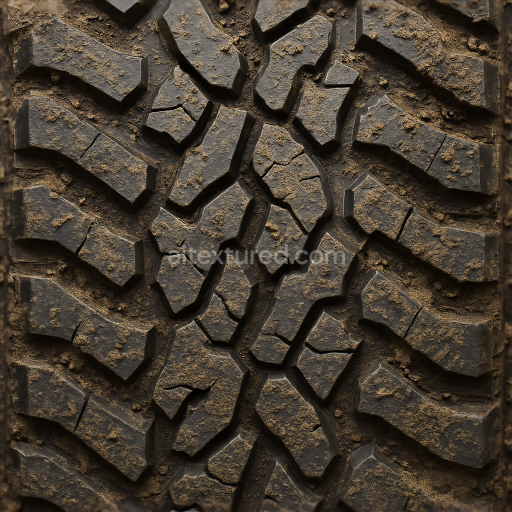 Seamless 3d texture pbr 8k mud tire with deep tread and mud splatter for authentic wet mud offroad vehicle tire surfaces