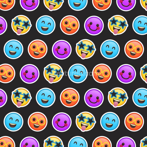 Seamless 3D PBR Colorful Happy Face Pattern Texture with Smiley Emojis
