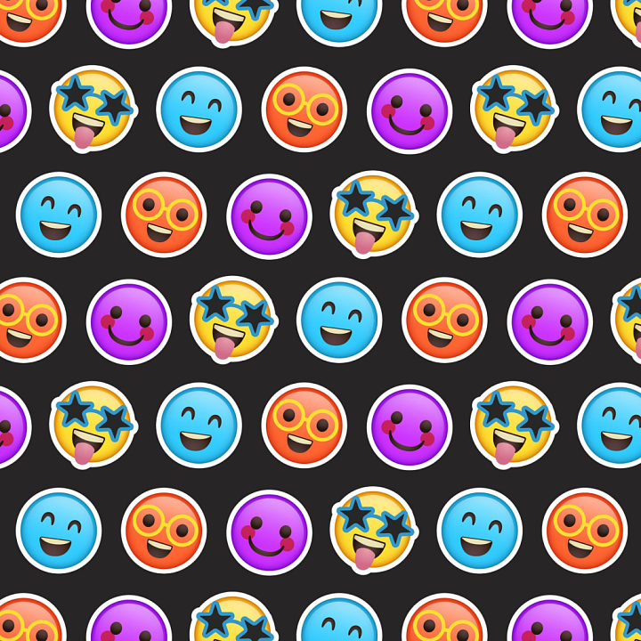 Colorful Happy Face Pattern with Smiley Emojis seamless PBR texture preview