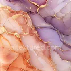 seamless Seamless 3D Alcohol Ink PBR Texture Featuring Gold-Edged Purple and Peach Fluid Swirls texture 8k free download PBR