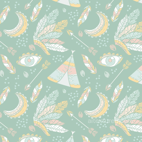 with Soft Boho Feather and Arrow Motifs in Pastel Colors Boho Seamless texture preview