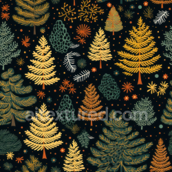 seamless Seamless 3D PBR Texture Featuring Colorful Stylized Pine Trees on Dark Background texture 8k free download PBR