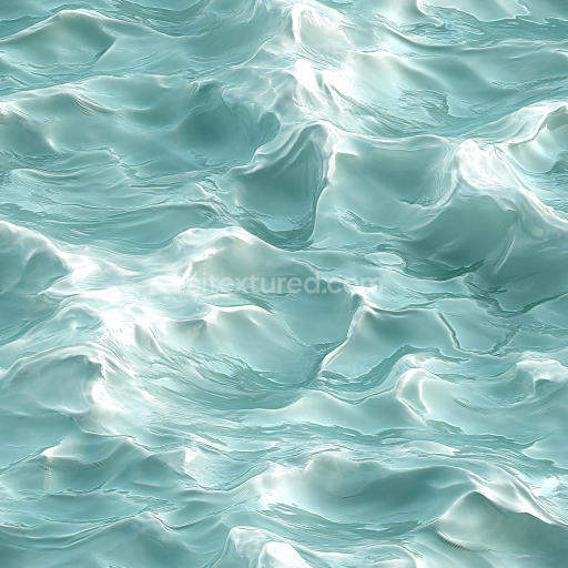 Seamless 3D Stylized Ocean Surface Water PBR Texture with Soft Waves and Glossy Highlights