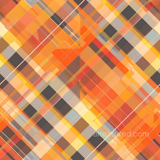 Seamless 3D PBR Plaid Fabric Texture Featuring Warm Orange, Yellow, and Brown Overlapping… texture preview