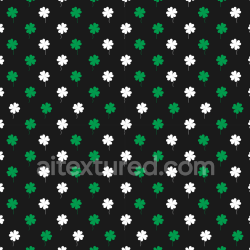 seamless Seamless 3D PBR Texture of Green and White Clover Pattern on Black Fabric texture 8k free download PBR