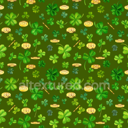 seamless Seamless 3D PBR Texture with St Patrick Shamrocks and Gold Coins Pattern texture 8k free download PBR