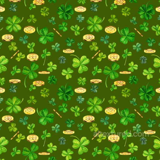with St Patrick Shamrocks and Gold Coins Pattern seamless St patrick digital paper bundle PBR texture