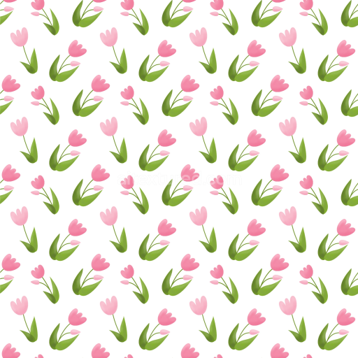 Seamless 3D PBR Texture of Pink Tulip Wild Flower Pattern on White