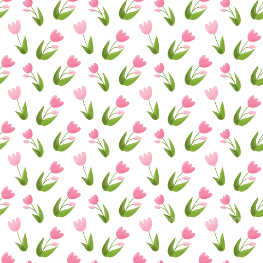 Pink Tulip Wild Flower Pattern on White Seamless Texture seamless Wild Flower PBR texture