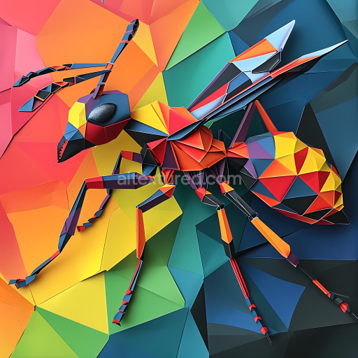 Seamless 3D PBR Texture Featuring Colorful Geometric Carpenter Ant Design