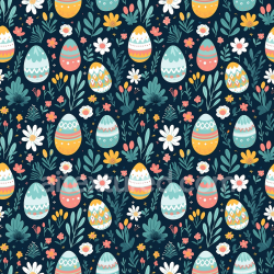 seamless Seamless 3D PBR Texture with Colorful Easter Eggs and Floral Motifs texture 8k free download PBR