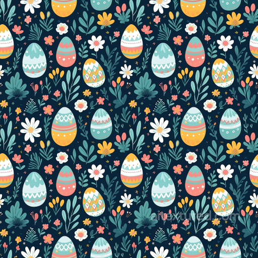 with Colorful Easter Eggs and Floral Motifs seamless All Easter Digital paper PBR texture