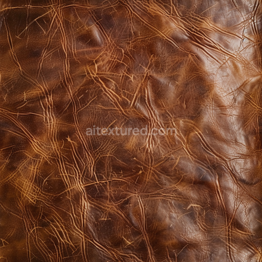 Seamless 3D Distressed Brown Cracked Leather PBR Texture with Rich Wrinkles